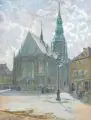 Oskar Schreyer, Die Marienkirche in Zwickau, Um 1900, Aquarell über Bleistift auf Aquarellkarton