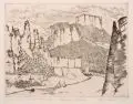Artur Ahnert, Die Sächs[ische] Schweiz, 1922, Kaltnadelradierung auf chamoisfarbenem Velin