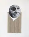 Das goldene Monokel by Lutz Fleischer, 1989, Collage (Wellpappe, Fotografie und goldfarbene Folie) auf festem Papier, sold Dec 2016