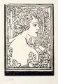 Ludwig von Hofmann, Weiblicher Kopf, Um 1908, Holzschnitt