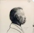 Hermann Lange, Herrenporträt im Profil (Bildnis des Vaters?), 1910, Graphitzeichnung und Kohlestiftzeichnung auf "Ingres d'Arches"-Bütten