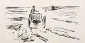 Max Liebermann, Karre in den Dünen, Um 1909, Holzschnitt-Zeichnung auf China