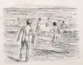 Max Liebermann, Jungen beim Baden, Um 1925, Holzschnitt - Zeichnung auf China
