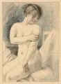 Armand Rassenfosse, Sitzender weiblicher Akt, 1931, Farblithographie auf kräftigem, chamoisfarbenen Papier