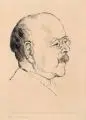 Hermann Struck, Portrait des Chemie-Nobelpreisträgers Walter Nernst. Ca, 1920-1922, Kaltnadelradierung auf feinem, chamoisfarbenen Papier