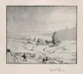 Hans Thoma, Beginnender Regen, 1902, Radierung mit Tonplatte in Blauschwarz auf kräftigem Papier