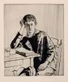 Emil Rudolf Weiss, Sitzender Knabe mit Buch und Äpfeln, 1919, Radierung auf chamoisfarbenem Bütten