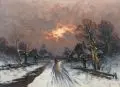 Franz Emile Herman Krause, Abendliche Dorflandschaft im Winter. 2. H. 19. Jh, Öl auf Leinwand