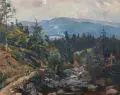Georg Wichmann, Riesengebirgslandschaft. Wohl 1930er Jahre, Öl auf Sperrholz