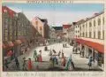 Johann Baptist Bergmüller, Auerbachs-Hof in Leipzig, Um 1760, Kupferstich, koloriert