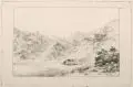 Dominique Vivant Denon, Norditalienischer (?) Gebirgssee mit Schloß, 1788, Radierung auf Bütten mit Wasserzeichen (drei Mondsicheln, "Tre lune")