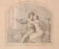 Romeo und Julia by Theodor Hildebrandt, 1826, Bleistiftzeichnung auf bräunlichem Papier mit angeschnittenen Wasserzeichen ("[WHAT?]MAN"), sold Sep 2016