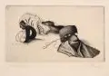 Richard Müller, Masken, 1915, Kaltnadelradierung auf kräftigem Japan