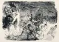 Max Slevogt, Raub der Sabinerinnen / Ohne Titel. Anfang 20. Jh, Lithographie auf Velin, unterhalb der Darstellung typographisch bezeichnet li. "MAX SLEVOGT ENTWURF ZU KLEIST'S 'PENTHESILEA'". re. "D.K.V"