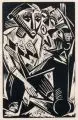 Max Pechstein, Weib vom Manne begehrt, 1919, Holzschnitt auf chamoisfarbenem Velin