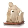 Ezio Trapassi, In Gedanken. Italien. Frühes 20. Jh, Alabaster, Gelbguss, montiert
