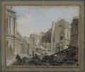 Pierre-Antoine Demachy, (zugeschr.), Szene vom Abbruch des Palais-Royal, Wohl 1764-1770, Gouache über Blei auf Bütten
