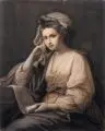 Angelica Kauffmann, Sibylla, Kohlestiftzeichnung, mit weißer Kreide gehöht, auf Pergament (?), auf Keilrahmen aufgespannt