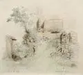 Therese von Miltitz, Scharfenberg, 1874, Bleistiftzeichnung, aquarelliert, auf "reynolds drawing board" (Blindstempel o.li.)