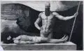 Sascha Schneider, Der Fürst der Verdammten, 1895, Holzstich auf China