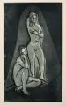 Erhard Hippold, Zwei Akte, Um 1955, Aquatintaradierung mit Reservage in Blauschwarz auf "Hahnemühle"-Bütten