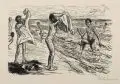Max Liebermann, Badende Knaben beim Hemdanziehen, 1922, Federlithographie auf Japan