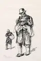Max Liebermann, Lumpensammler, Federlithographie auf dünnem Bütten