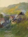 Richard Starcke, Sommerabend (Thüringer Wald), Aquarell auf Aquarellkarton, auf Pappe kaschiert