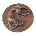 Rudolf Löhner, Liegender Leopard, 1928, Bronze, gegossen, braun patiniert