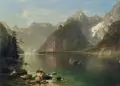 Adolf Chwala, Blick auf den Königsee, in der Ferne St. Bartholomä. 1885- 1895, Öl auf Leinwand