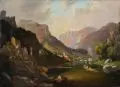 Franz Wilhelm Leuteritz, Parthie bei Niedergrund an der Elbe (sächsisch böhmische Grenze), 1866, Öl auf Leinwand