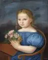 Ernst Cramer, Mädchen mit Blumenkorb. Wohl 3. Viertel 19. Jh, Farbige Pastellkreide über Blei