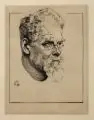 Max Klinger, Selbstbildnis mit Brille, nach halbrechts, 1909, Radierung auf breitrandigem Japan