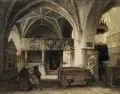 Ernst Erwin Oehme, Blick in die Kirche St. Afra in Meißen, 1865, Aquarell und Federzeichnung in Tusche auf festem Papier