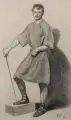 Sascha Schneider, Stehender Mann mit Florett, 1897, Bleistiftzeichnung auf kräftigem, gräulichen Papier mit Perforationskante am oberen Blattrand