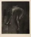 Fritz Hegenbart, Weiblicher Akt mit Schale, Um 1920, Aquatintaradierung auf Japan
