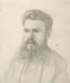Erich Ockert, Portrait des Malers Hermann Lange. 1920er Jahre, Bleistiftzeichnung auf Zeichenkarton