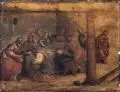 Odoardo Fialetti, (zugeschr.), Maria Magdalena salbt Christus' Füße. Wohl 1. Viertel 17. Jh, Öl und Mischtechnik auf feinem Bütten, wohl im 19