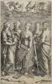 Marco Dente da Ravenna, Hl. Cäcilie, 1516, Kupferstich auf Bütten