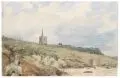 John Constable, Der Südweststrand von Folkestone mit Blick auf den Turm der Kirche St. Mary, 1833, Aquarell und Graphit auf "J Whatman"-Bütten