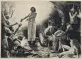 Sascha Schneider, Christus in der Hölle, 1895, Holzstich auf China