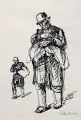 Max Liebermann, Lumpensammler, Federlithographie auf dünnem Bütten