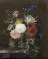 Friedrich Wilhelm Freydanck, (Wiederholung nach), Blumenstilleben mit Passionsblume in einer Kristallvase. 2. H. 19. Jh, Öl auf Leinwand