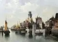 August von Siegen, Architekturcapriccio von Rotterdam. Wohl Mitte / 3. Viertel 19. Jh, Öl auf Leinwand