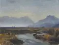 Willy Moralt, Zugspitzmassiv bei Oberau, 1942, Öl auf Leinwand, auf Malpappe aufgezogen