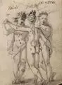 (zugeschr.), Die drei Grazien. Wohl um 1600 by David Heidenreich, Federzeichnung in Tusche, laviert, auf festem Bütten, sold Sep 2015