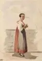 Alexandra von Berckholtz, (zugeschr.), Mädchen mit Gänseblümchen, 1848, Aquarell über Blei