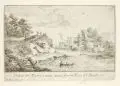 Hugo Bürkner, Landschaft mit Ruinen, Radierungen von Bürkner, Swanevelt und Anesi sowie eine Aquatinta in Sepia von Strüdt nach Wouwerman