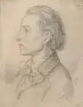 Oscar Pletsch, Selbstporträt, Um 1850, Bleistiftzeichnung auf chamoisfarbenem festen Papier, auf Untersatzkarton