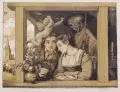 Hans Thoma, Amor und Tod, 1896, Farblithographie auf Velin